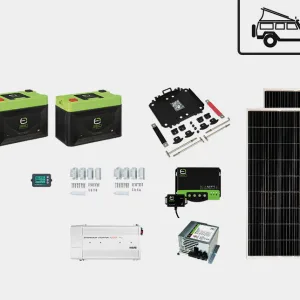 The E360 Overland 200 Ah Power Bundle includes two E360 100 Ah LiFePO4 batteries with a dual battery tie-down tray system to combine, mount, and secure the batteries.